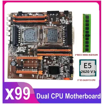 X99 Dwuprocesorowa płyta główna LGA 2011 USB3.0 SATA3 z procesorem E5 2620 V3 Procesor RECC DDR4 8 GB pamięci ram z podwójnym gniazdem M. 2