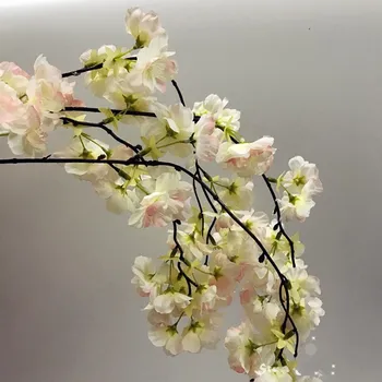 135 cm Sztuczny Jedwab Wiśnia Kwitnie Gałąź Wiśniowego Drzewa Pień Ślub Łuk Ozdoba Kwiatowy Tło Ścienny Wiszący Fałszywy Kwiat