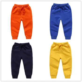Nowa sprzedaż Detaliczna Bawełniane Spodnie dla dziewczynek 2-10 Lat, Monochromatyczne Casual Spodnie dresowe dla Chłopców i Dziewcząt, dla Dzieci Spodnie z bohaterami Kreskówek