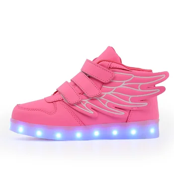 2018 Modna Różowa led buty dla dzieci z USB Ładowania i podświetleniem, Casual Buty Dziecięce Dla chłopców i dziewcząt, Świecące Buty, Świecące buty, hak i pętli